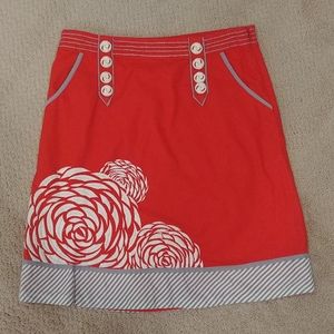 Anthropologie Floreat embroidered red vintage skirt